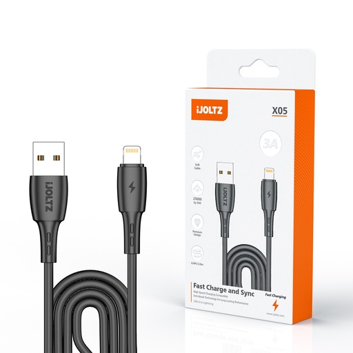 [JC-X05-6.6UL-BK] iJOLTZ - OD 4.0 QUICK CHARGE (IPHONE) 6.6 FT (BLACK)