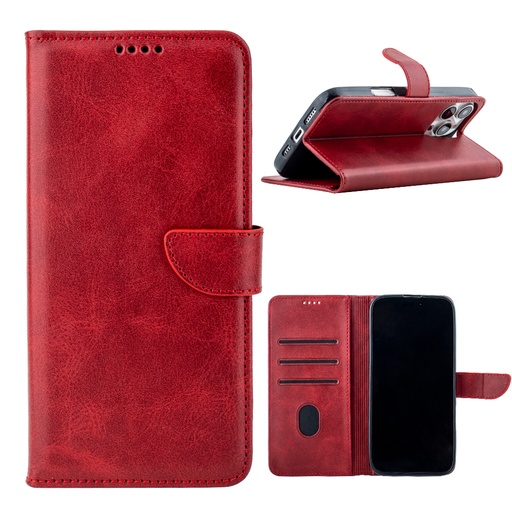 [CS-I16M-HSW-RD] Handy Stylish Wallet Case for iPhone 16 Plus - Red