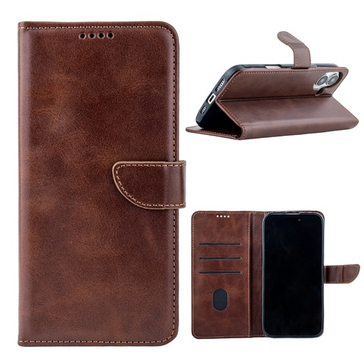 [CS-I16PM-HSW-BR] Handy Stylish Wallet Case for iPhone 16 Pro Max - Brown