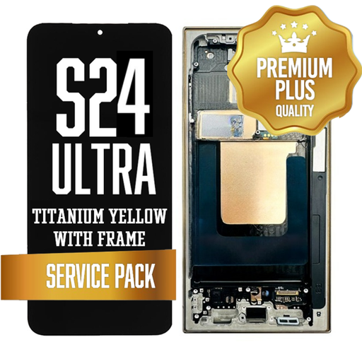 [LCD-S24U-WF-SP-YL] OLED Assembly for Samsung Galaxy S24 Ultra With Frame - Titanium Yellow (Service Pack)