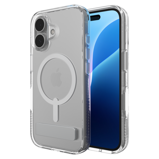 [702315046] Zagg - Crystal Palace Snap Magsafe Case With Kickstand For Apple Iphone 16 - Clear