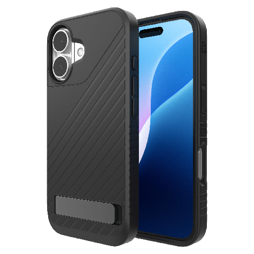 [702315250] Zagg - Denali Snap Magsafe Case With Kickstand For Apple Iphone 16 - Black
