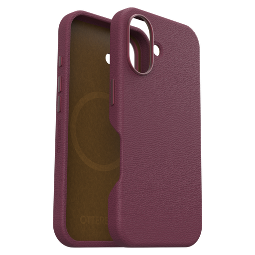 [77-96295] Otterbox - Symmetry Cactus Leather Magsafe Case For Apple Iphone 16 - Maroon Bells