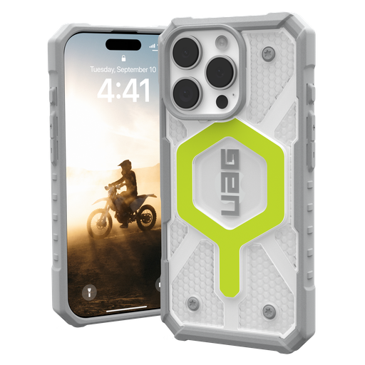 [114464118181] Urban Armor Gear Uag -  Pathfinder Clear Magsafe Case For Apple Iphone 16 Pro - Active Neon