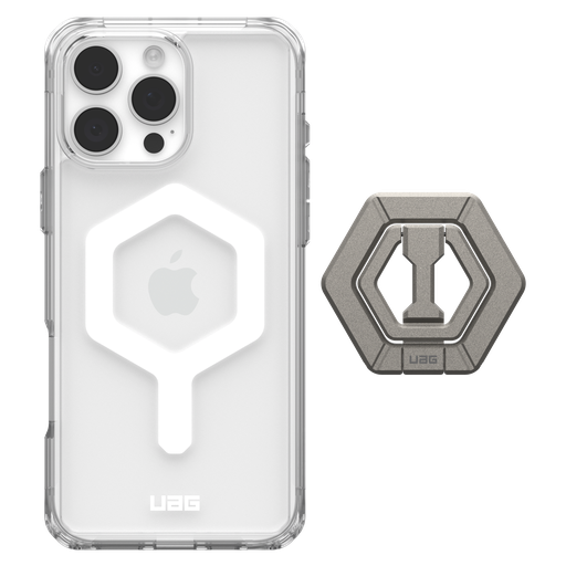 [1144811BV01] Urban Armor Gear Uag - Plyo Magsafe Case And Ring Stand For Apple Iphone 16 Pro Max - Ice White And Titanium