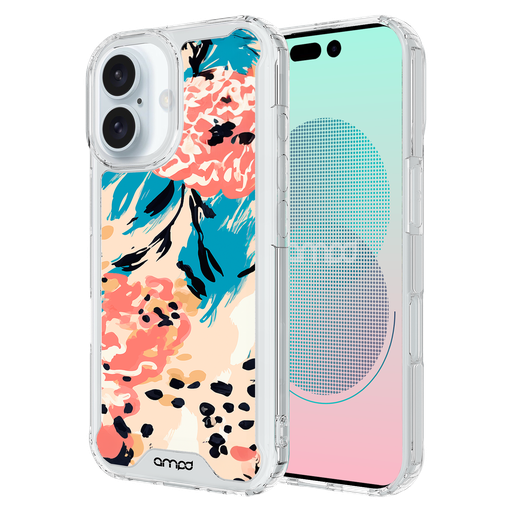 [AA-IPH16-HDPRINT-BLUFLWR] Ampd - Tpu   /   Acrylic Hd Print Magsafe Case For Apple Iphone 16 - Blue Blossom