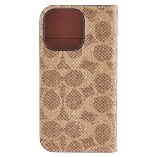 [CH054144] Coach - Folio Case For Apple Iphone 16 Pro - Signature Tan
