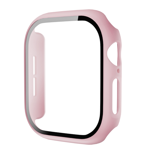 [CS-IW46-HPT-RO-SR10] Hard PC Case with 10th Gen Tempered Glass For iWatch 10th Gen  46mm - Pink