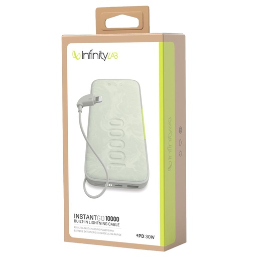 [ACE-INL-PW-10-WH] InfinityLab InstantGo 10000 - 10000mAh Power Bank with Integrated Lightning Connector - White