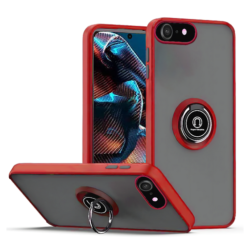 [CS-I16E-MTR-RD] Matte Ring Case  for iPhone 16e (2025) - Red