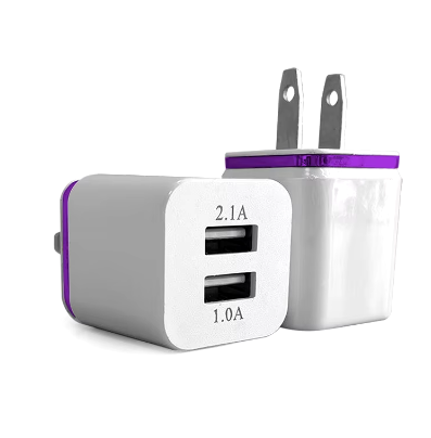 [ACE-WLC-LU-2-SQ-PR-WB]  Square Wall Charger 2 port - Purple