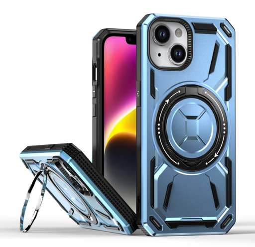 [CS-I14-ARSC-NA] Armor Rotate Stand Case with Magsafe for iPhone 16e / 14 / 13 - Light Blue