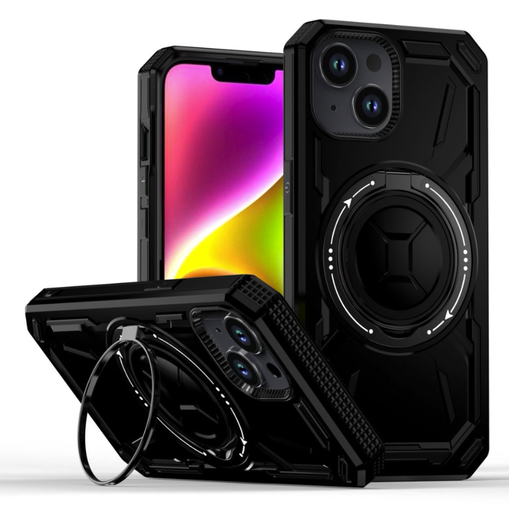 [CS-I15-ARSC-BK] Armor Rotate Stand Case with Magsafe for iPhone 15 - Black