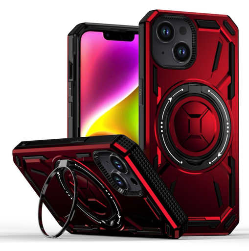 [CS-I15-ARSC-RD] Armor Rotate Stand Case with Magsafe for iPhone 15 - Red