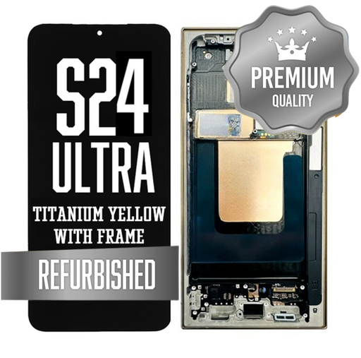[LCD-S24U-WF-YL] OLED Assembly for Samsung Galaxy S24 Ultra With Frame - Titanium Yellow (Refurbished - Premium)