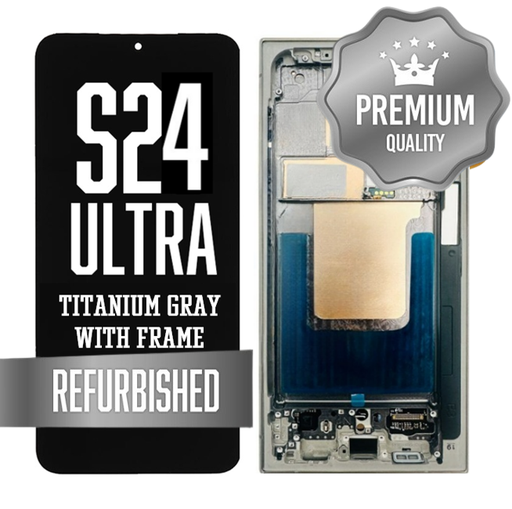 [LCD-S24U-WF-GY] OLED Assembly for Samsung Galaxy S24 Ultra With Frame -Titanium Gray (Refurbished - Premium)