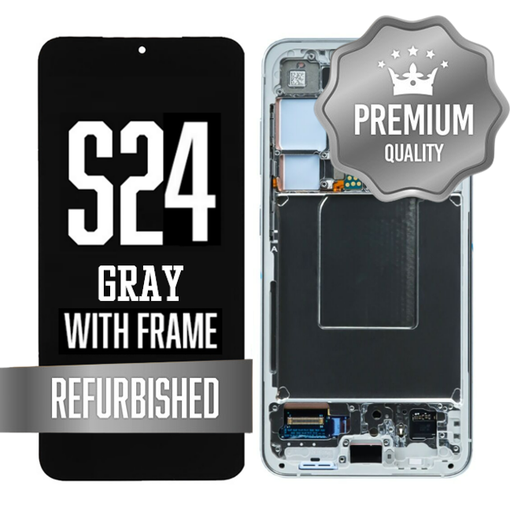 [LCD-S24-WF-GY] OLED Assembly for Samsung Galaxy S24 With Frame - Gray (Refurbished - Premium)