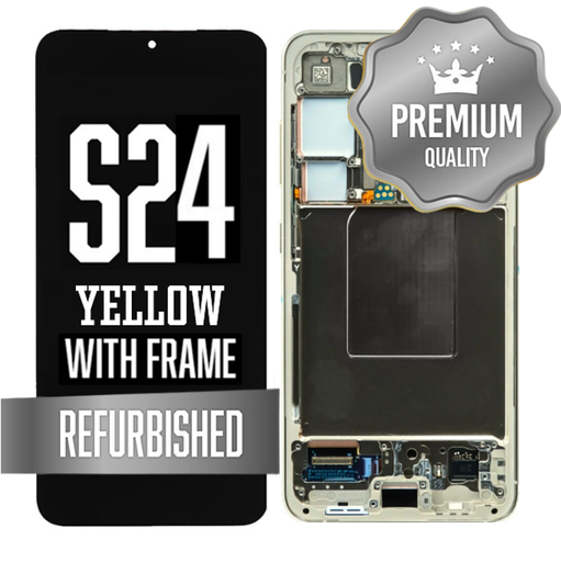 [LCD-S24-WF-YL] OLED Assembly for Samsung Galaxy S24 With Frame - Yellow (Refurbished - Premium)