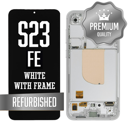 [LCD-S23FE-WF-WH] OLED Assembly for Samsung Galaxy S23 FE With Frame - White (Refurbished - Premium)