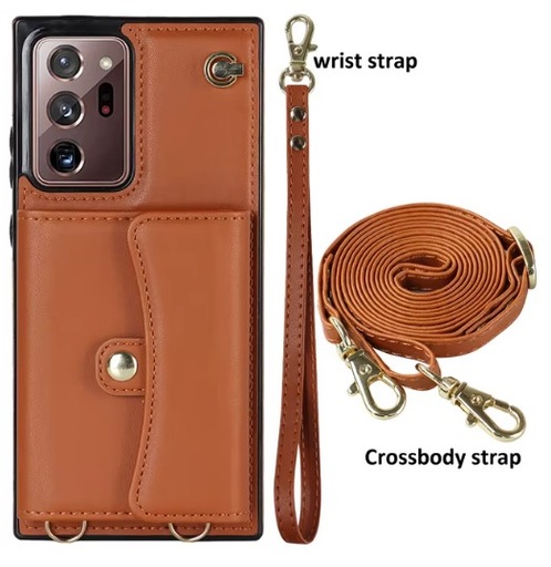 [CS-S25-8CC-BR] 8 Card Case with Cross Body Strap for Galaxy S25 / S24 - Brown