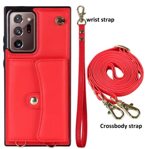[CS-S25P-8CC-RD] 8 Card Case with Cross Body Strap for Galaxy S25 Plus / S24 Plus - Red