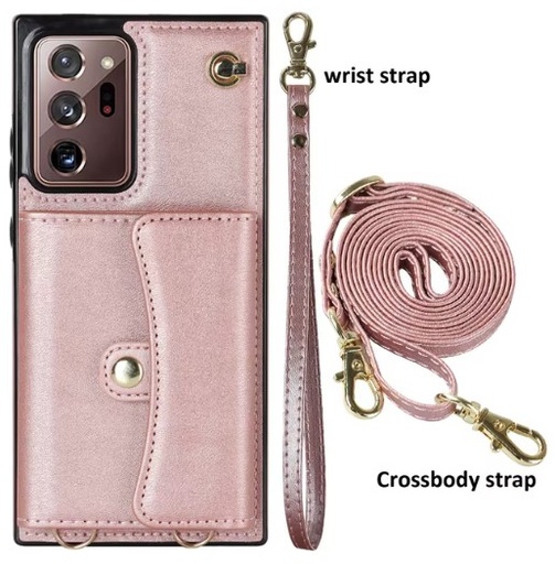[CS-S25P-8CC-ROGO] 8 Card Case with Cross Body Strap for Galaxy S25 Plus / S24 Plus - Rose Gold