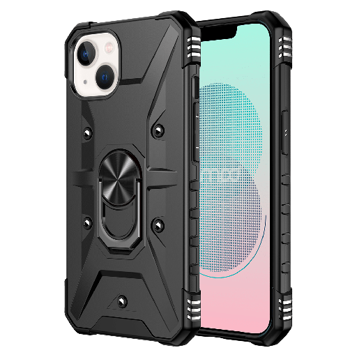 [AA-IPH13-ROBOT-BLK] Ampd - Dual Layer Robot Combo Drop Protection Case With Ring For Apple Iphone 13 - Black