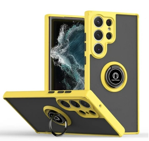 [CS-S25P-MTR-BKYL] Matte Ring Case for Galaxy  S25 Plus / S24 Plus - Black & Yellow