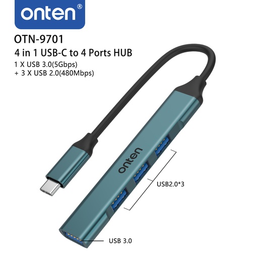 [ACE-OTN-9701] Onten 9701 USB Expander (3x USB 2.0 + 1x USB 3.0) (4 in 1)