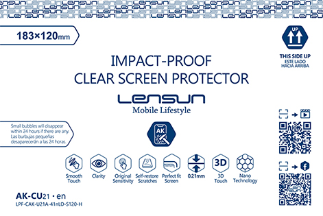 [TL-LS-AG-CU-21] Impact-proof Clear Screen Protector (AK-CU21) (10 pcs/box)