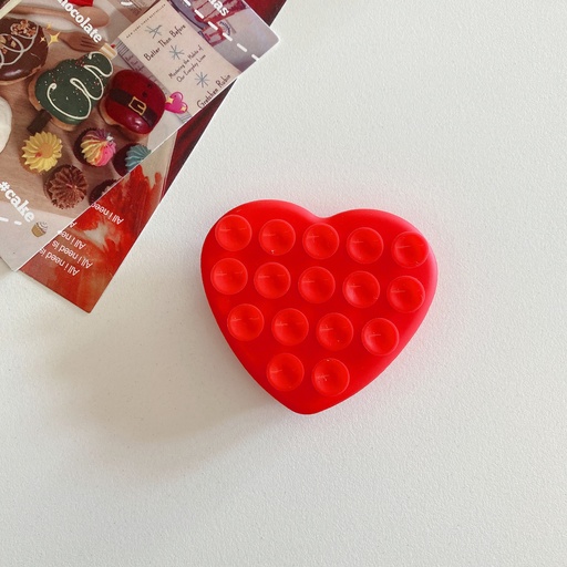 [AC-OSS-HR-RD] Octogrip Silicone Suction Grip Heart (Phone Adhesive Mount) - Red