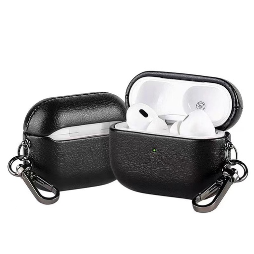 [CS-AP4-LCF-BK] Leather (Imported Cowhide Fabric) Case for AirPods (4th Gen) - Black