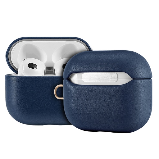 [CS-AP4-LCF-DBL] Leather (Imported Cowhide Fabric) Case for AirPods (4th Gen) - Dark Blue