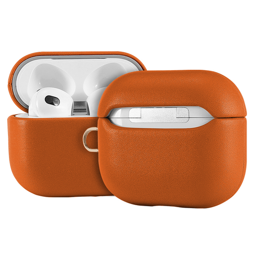 [CS-AP4-LCF-OR] Leather (Imported Cowhide Fabric) Case for AirPods (4th Gen) - Orange