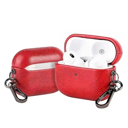 [CS-AP4-LCF-RD] Leather (Imported Cowhide Fabric) Case for AirPods (4th Gen) - Red