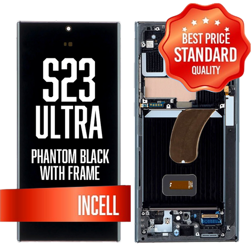 [LCD-S23U-WF-SQ-BK] OLED Assembly for Samsung Galaxy S23 Ultra With Frame - Phantom Black (Incell - Aftermarket) (US Version)