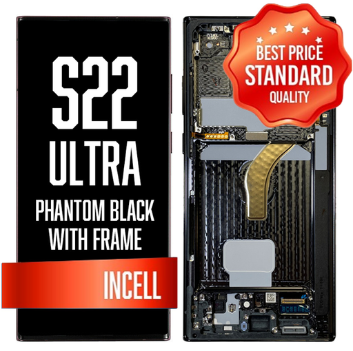 [LCD-S22U-WF-SQ-BK] OLED Assembly for Samsung Galaxy S22 Ultra With Frame - Phantom Black (Incell - Aftermarket)