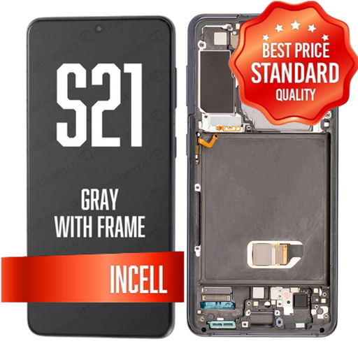 [LCD-S21-WF-SQ-BK] OLED Assembly for Samsung Galaxy S21 / 5G With Frame - Phantom Gray (Incell - Aftermarket)