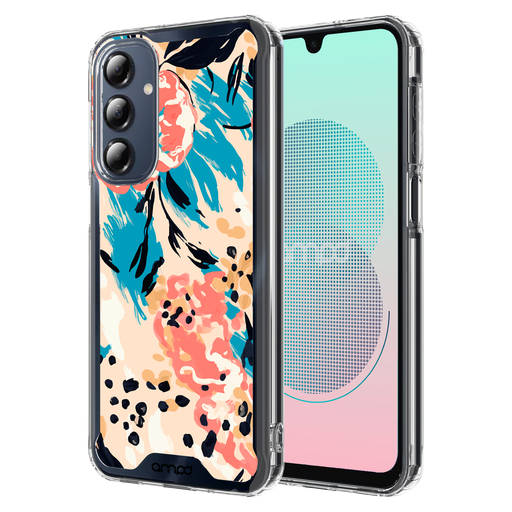 [AA-A165G-HDPRINT-BLUFLWR] Ampd - Tpu   /   Acrylic Hd Print Crystal Clear Case For Samsung Galaxy A16 5g - Blue Flower Blossom Pattern