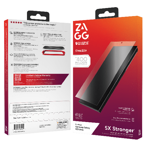 [200117230] Zagg - Invisibleshield Glass Elite Glass Screen Protector For Samsung Galaxy S25 Ultra - Clear