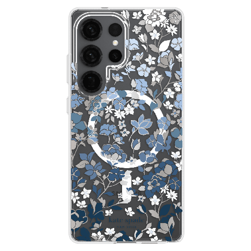 [KS055952] Kate Spade - Protective Hardshell Case With Magnet For Samsung Galaxy S25 Ultra - Flowerbed Blue