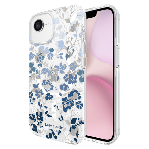 [KS056564] Kate Spade - Protective Magsafe Case For Apple Iphone 16e    /    Iphone 15    /    Iphone 14    /    Iphone 13   /   Iphone 17e - Flowerbed Blue