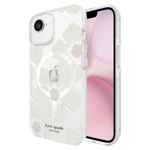 [KS056566] Kate Spade-protective Magsafe Case For Iphone 16e / 15 /  14 / 13 / 17e-hollyhock Floral