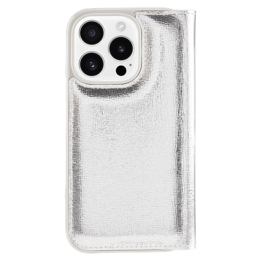 [KS055470] Kate Spade - Folio Case For Apple Iphone 16 Pro - Metallic Silver