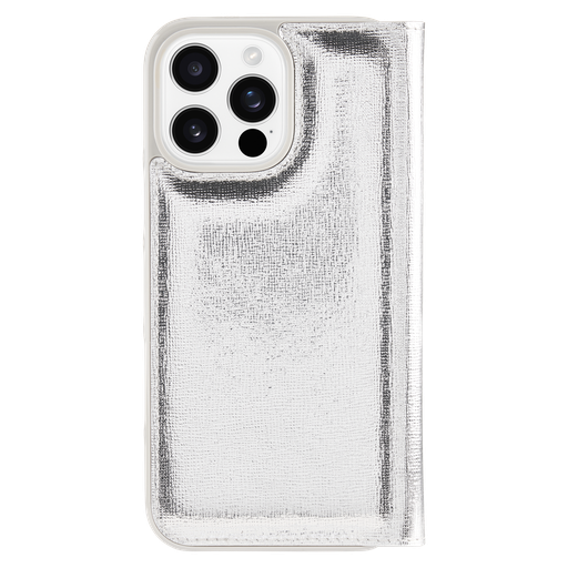 [KS055472] Kate Spade - Folio Case For Apple Iphone 16 Pro Max - Metallic Silver