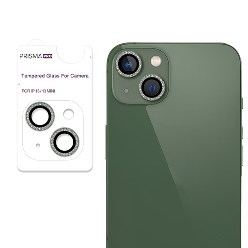 [PP-I13-DCL-GR] Prisma Pro Shield - Diamond Camera Lens w/HD Tempered Glass  for iPhone 13 / 13 Mini (Green)