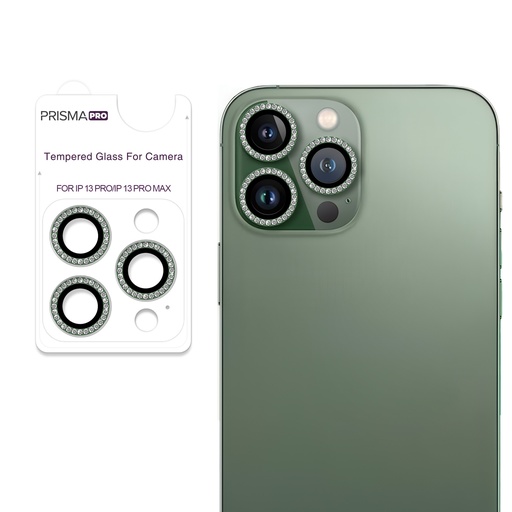 [PP-I13PM-DCL-GR] Prisma Pro Shield - Diamond Camera Lens w/HD Tempered Glass  for iPhone 13 Pro / 13 Pro Max (Alphine Green)