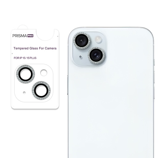 [PP-I15-DCL-BL] Prisma Pro Shield - Diamond Camera Lens w/HD Tempered Glass  for iPhone 15 / 15 Plus (Blue)