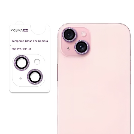 [PP-I15-DCL-PU] Prisma Pro Shield - Diamond Camera Lens w/HD Tempered Glass  for iPhone 15 / 15 Plus (Purple)