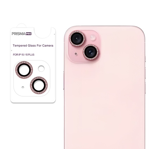 [PP-I15-DCL-RD] Prisma Pro Shield - Diamond Camera Lens w/HD Tempered Glass  for iPhone 15 / 15 Plus (Red)